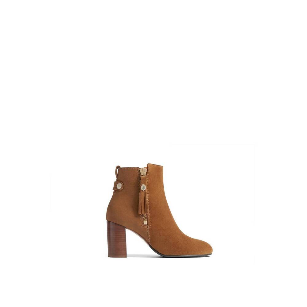 NEW FAIRFAX & FAVOR women's oakham heeled ankle boot in tan suede